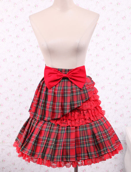 Cotton Red Gingham School Lolita Top And Skirt