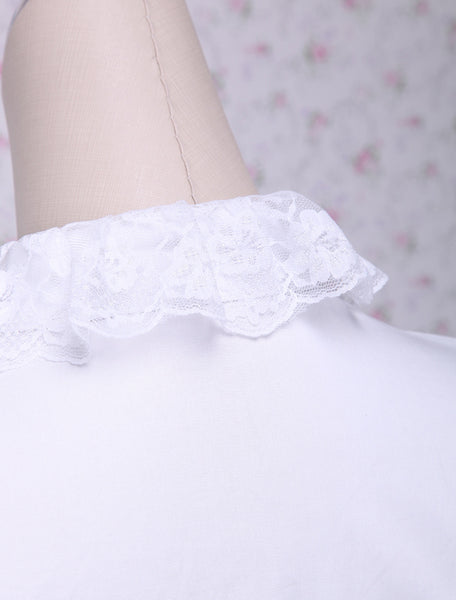 White Lace Long Sleeves Lolita Cotton Blouse