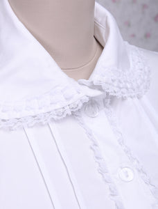 Cotton White Ruffles Long Sleeves Lolita Blouse