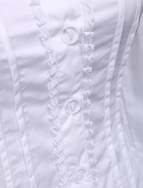 Cotton White Ruffles Long Sleeves Lolita Blouse