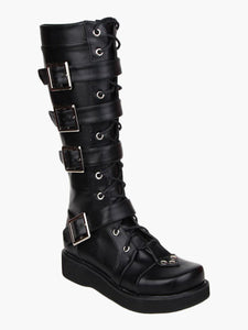 Gothic Black Lolita Boots Sraps Buckles Shoelace
