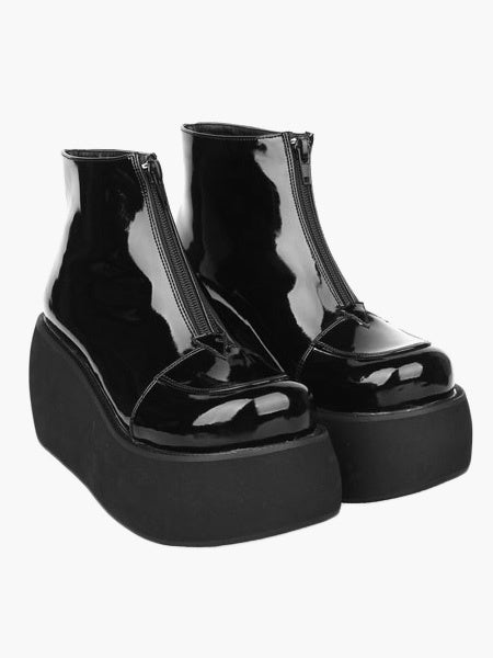 Black Lolita BootiesPlatform Black PU Lolita Ankle Boots