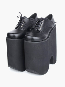 Gothic Black Lolita High Platform Shoes Heels With Shoelace