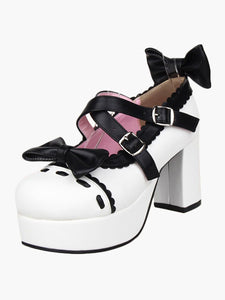 Glorious White High Heels Platform PU Womens Lolita Shoes