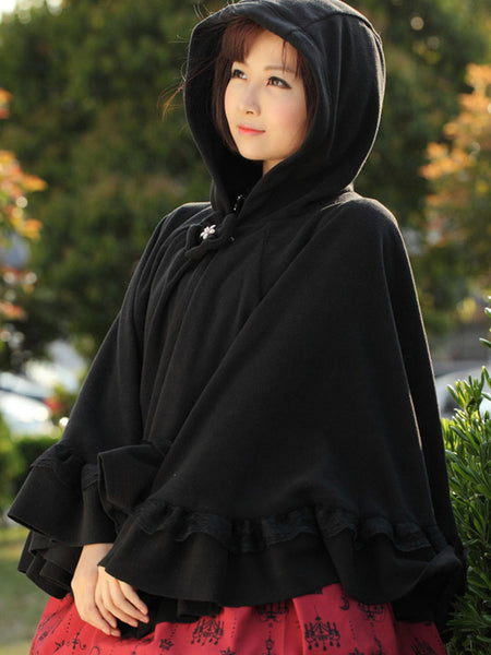 Hooded Lolita Cape With Ruffles