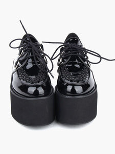 Lovely Black Round Toe PU Leather Street Wear Platform Lolita Shoes 