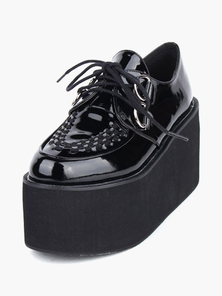 Lovely Black Round Toe PU Leather Street Wear Platform Lolita Shoes