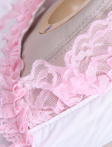 Sweet Pink Cotton Loltia Jumper Dress Bows Layers Ruffles