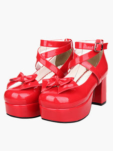 Sweet Lolita Heel Platform PU Black Cross Straps Lolita Shoes