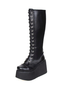 Street Wear Black PU Leather Platform Lolita Boots