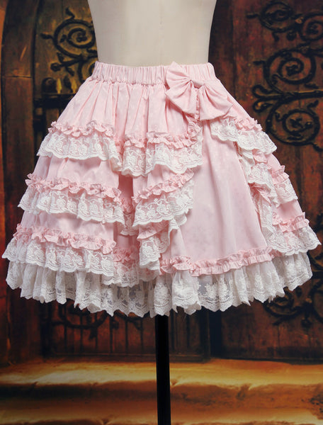 Sweet Pink Bow Cotton Blend Lolita Skirt