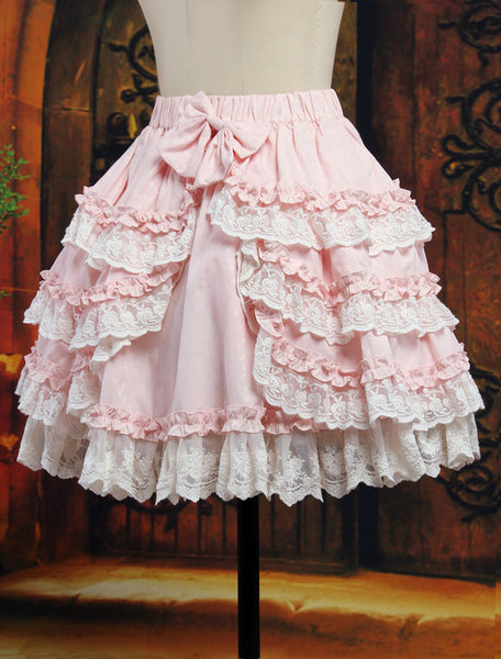 Sweet Pink Bow Cotton Blend Lolita Skirt