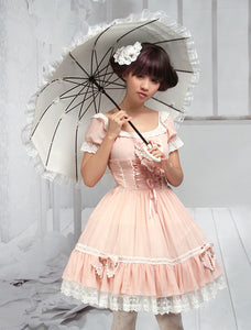 Sweet Pink Bow Chiffon Lolita One-Piece 