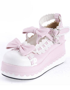 Sweet Lolita High Platform Lolita Shoes Bow Decor Ankle Straps with Trim