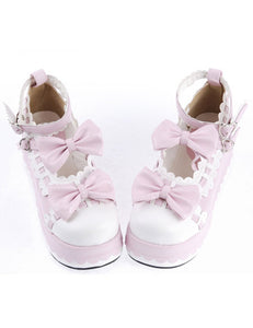 Sweet Lolita High Platform Lolita Shoes Bow Decor Ankle Straps with Trim