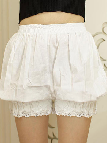White Lolita Bloomers Lace Trim Elastic Plus Size Lolita Safety Pants