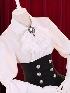 Multicolor Lolita Dress Buttons Tiered Cotton Dress