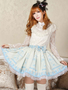 Elegant Blue Lace Bow Lolita Skirt 