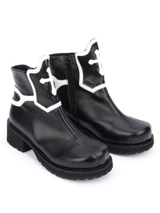 Gothic Lolita Shoes Black Platform Chunky Heel Cross Lolita Boots
