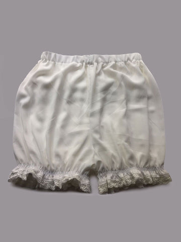 White Lolita Bloomers Lace Ruffles Cotton Lolita Shorts For Women