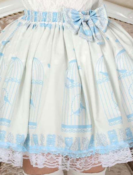 Elegant Blue Lace Bow Lolita Skirt