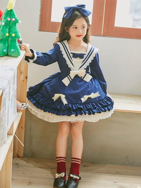 Classic Lolita OP Dress Lace Bow Ruffle Toddlers\' Lolita One Piece Dress