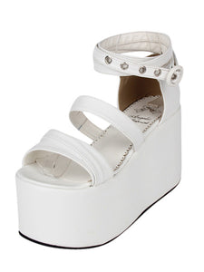 Fashion PU Leather White Lolita Sandals