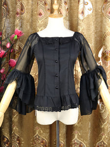 Classic Lolita Shirt Lace Ruffle Semi Sheer Chiffon Lolita Blouse