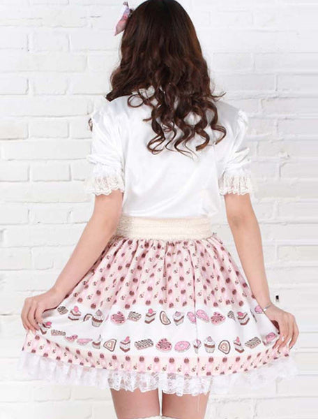 Lilac Polyester Lace Dandy Lolita Skirts