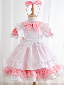 Lolita Dress For Children Maid Lolita Outfit Lace Ruffle Bow Lolita One Piece Dress