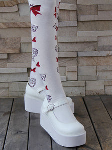 Sweet Lolita Shoes White Platform Wedge Ankle Strap Lovely Lolita Shoes