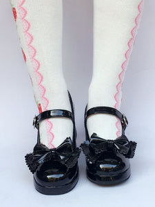 Chunky Heel Black Strap Lolita Shoes With Bow