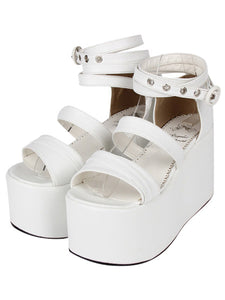 Fashion PU Leather White Lolita Sandals