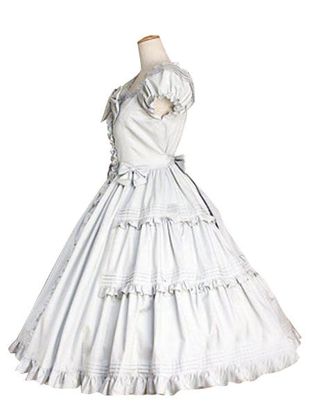 Sweet Lolita Dress OP White Cotton Short Sleeve Lolita One Piece Dress