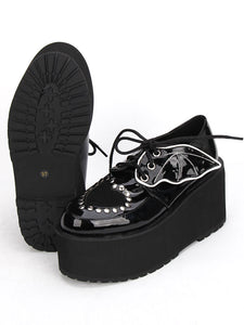 Gothic Lolita Shoes Black Lace Up Platform Studded Gothic Lolita Footwear