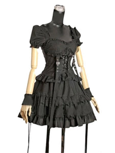 Black Cotton Gothic Lolita One-Piece for Women