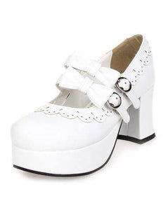 White Buckled Lolita Shoes