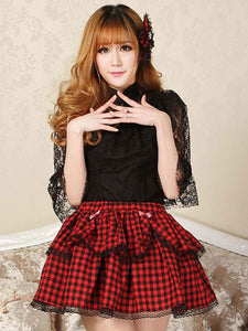 Classic Lolita SK Bow Lace Ruffle Red Lolita Skirt