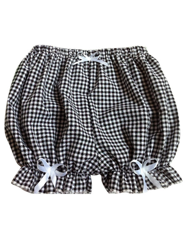 Sweet Lolita Bloomers Two-Toned Plaids Bows Cotton Lolita Shorts For Women