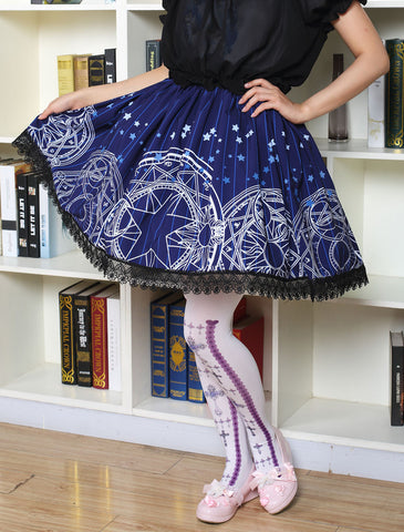 Blue Lolita Dress Cute Lolita Lace Skirt With Magic Circle Print