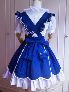 Sweet Blue Cotton Short Sleeves Lolita Outfits