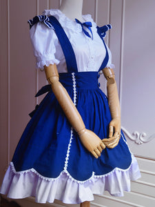 Sweet Blue Cotton Short Sleeves Lolita Outfits – Hilolita.com