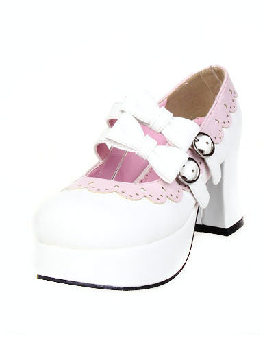 White Buckled Lolita Shoes 