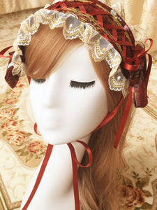 Classic Lolita Headband Floral Lace Ruffle Chiffon Lolita Headdress