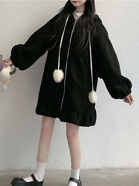 Academic Lolita Coats Black Polyester Overcoat Coat Winter Lolita Outwears