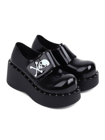 Academic Lolita Footwear Black Round Toe PU Leather Lolita Shoes
