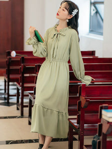 Academic Lolita OP Dress Lavender Long Sleeve Polyester Lolita One Piece Dresses
