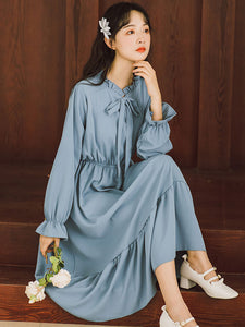 Academic Lolita OP Dress Lavender Long Sleeve Polyester Lolita One Piece Dresses