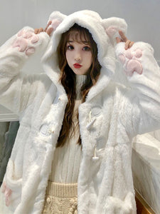 Academic Sweet Lolita Coats White Polyester Overcoat Fall Lolita Outwears Overcoat