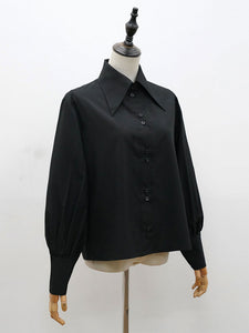 Black Lolita Blouses Polyester Turnover Collar Long Sleeves Top Classic Lolita Shirt